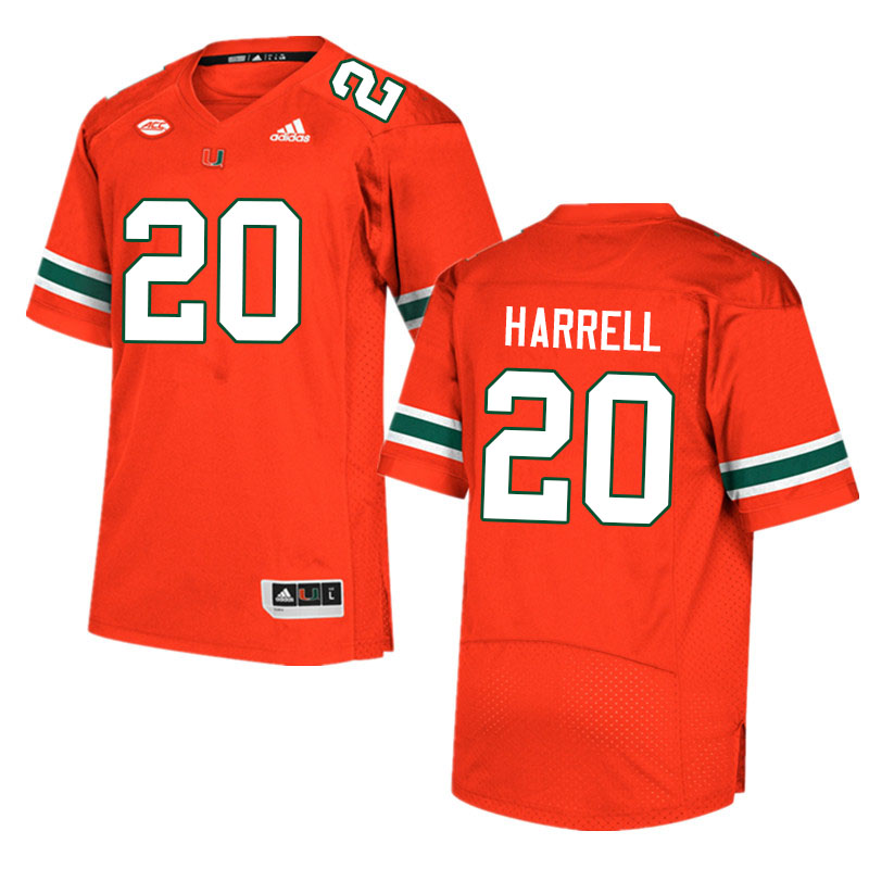 Men #20 Jalen Harrell Miami Hurricanes College Football Jerseys Sale-Orange